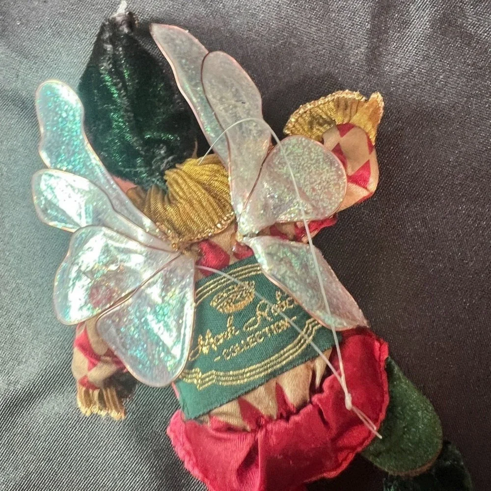 Mark Roberts‎ Christmas Fairy Elf Ornament Harlequin Jester Velvet Wings Decor